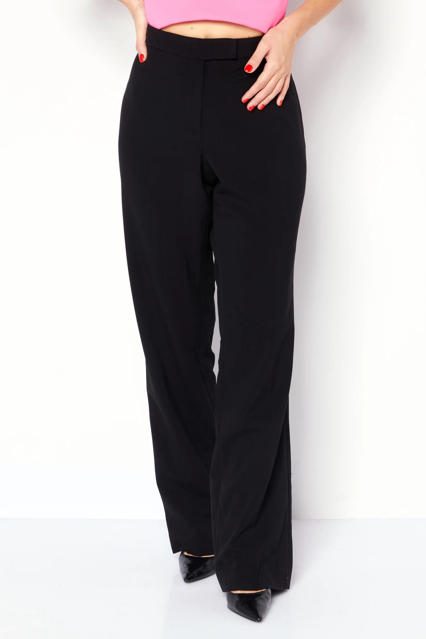 Women Regular Solid Flare Dress Pants, Black Brand: Anne Klein