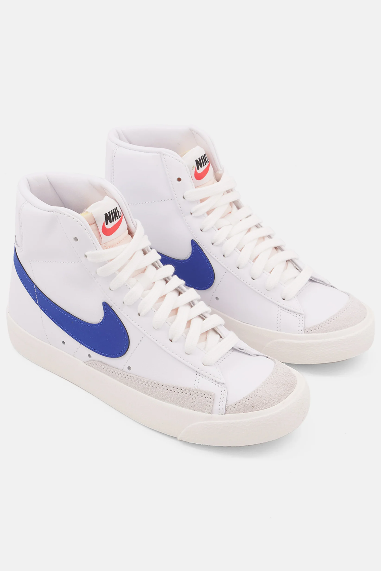 Women Blazer Mid 77 Lace Up Sneaker Shoes, White/Grey/Blue Brand: Nike
