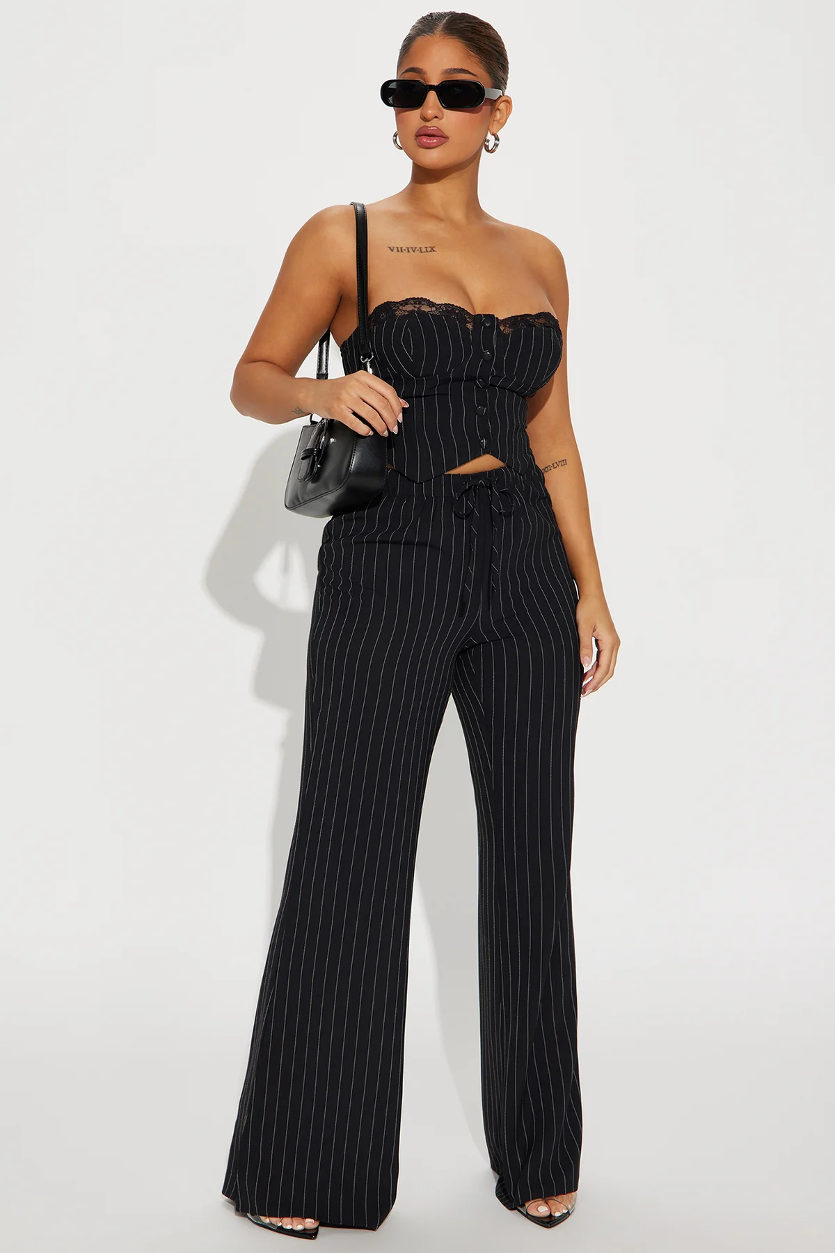 Jada Pinstripe Pant Set - Black/White Brand: S.Nova