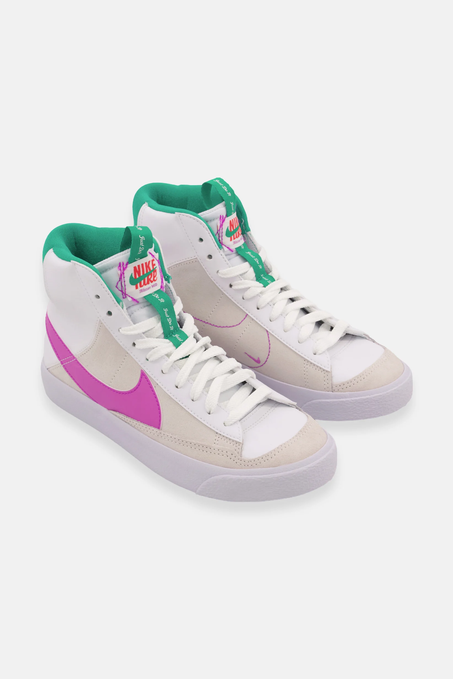 Kids Girl Blazer Mid 77 D Lace Up Sports Shoes, White/Grey Combo Brand: Nike