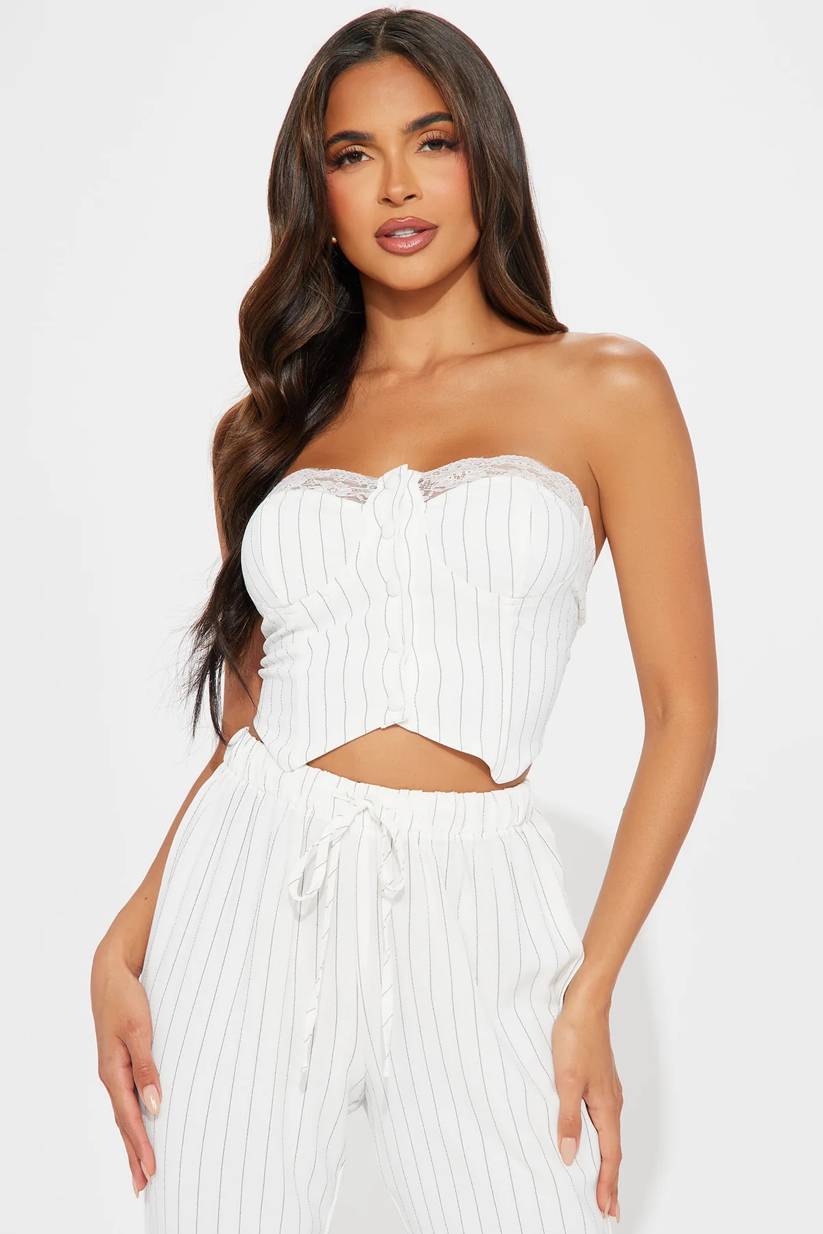 Jada Pinstripe Pant Set - White/Black Brand: S.Nova