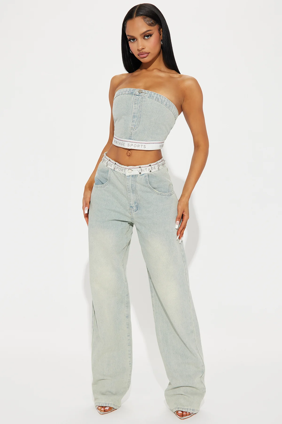 Get Lost Washed Denim Pant Set - Light Wash Brand: S.Nova