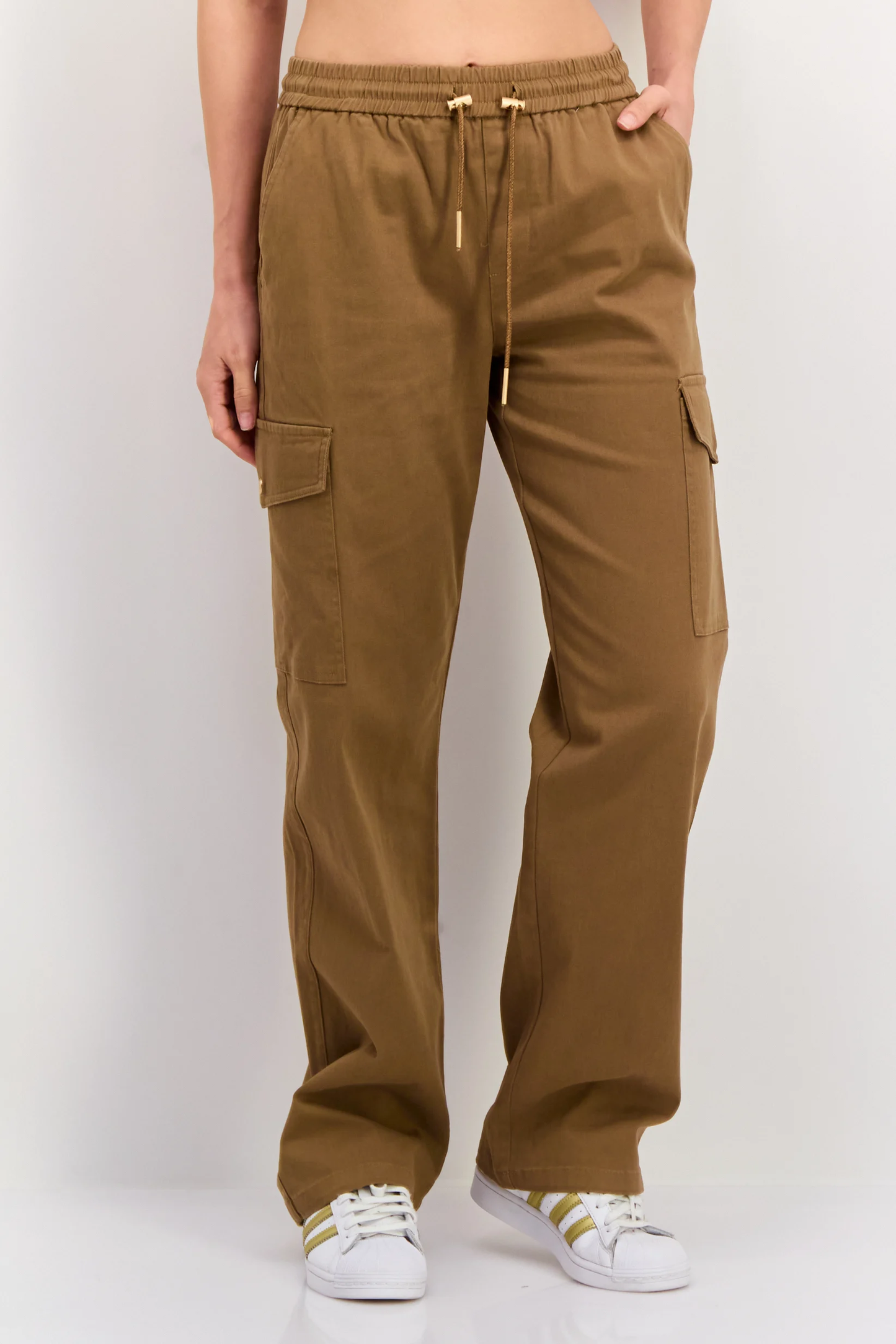 Women Regular Fit Plain 32 Inseam Cargo Pants, Olive Brand Only
