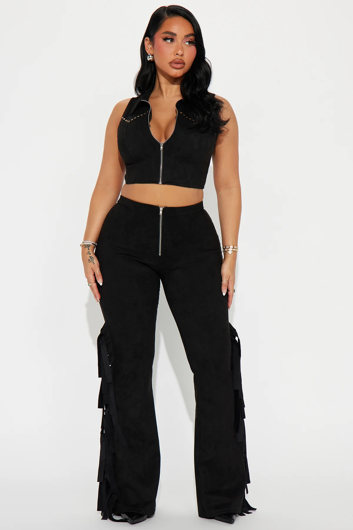 Country Girl Faux Suede Pant Set – Black Brand: S.Nova