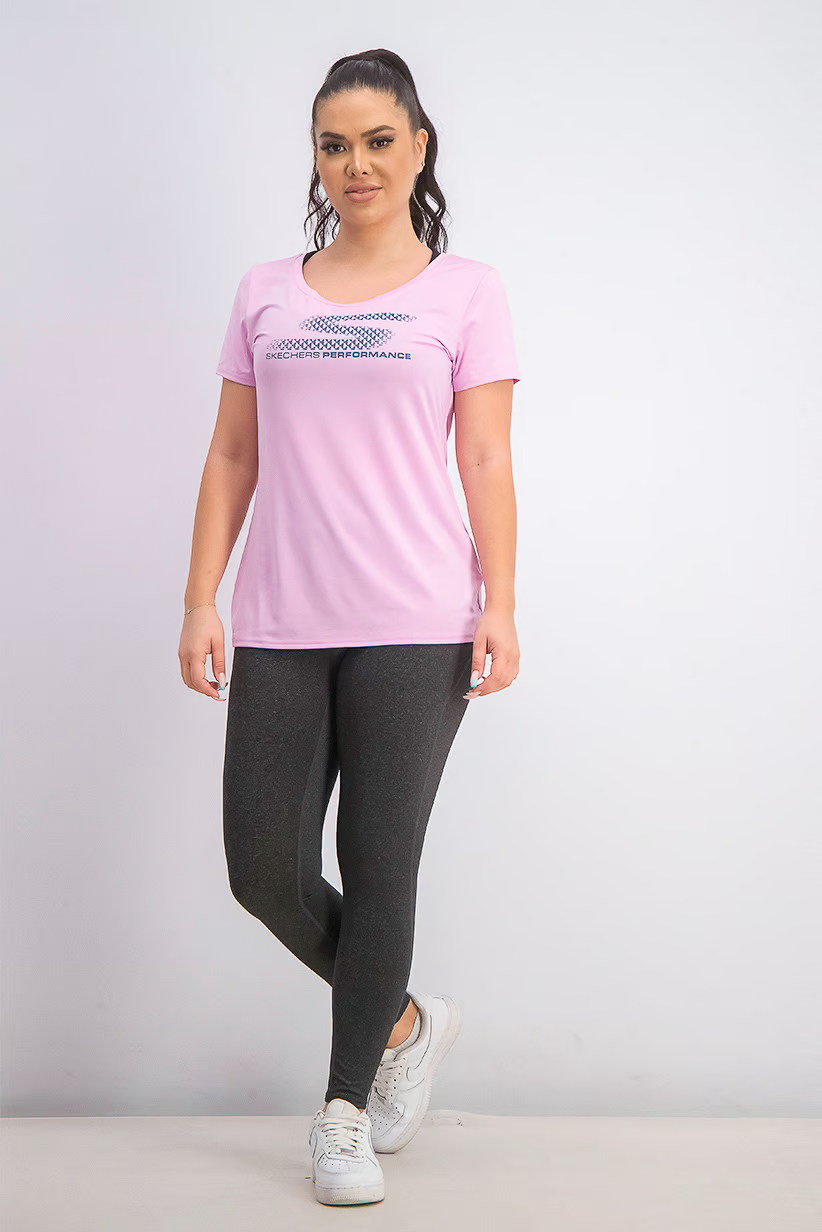 Women S,Wave Graphic Tee, Light Pink Brand Sketchers