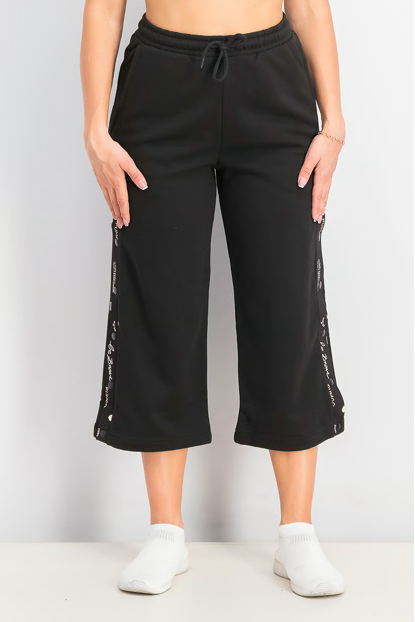 Women Digit Print Cropped Pants, Black Brand Puma