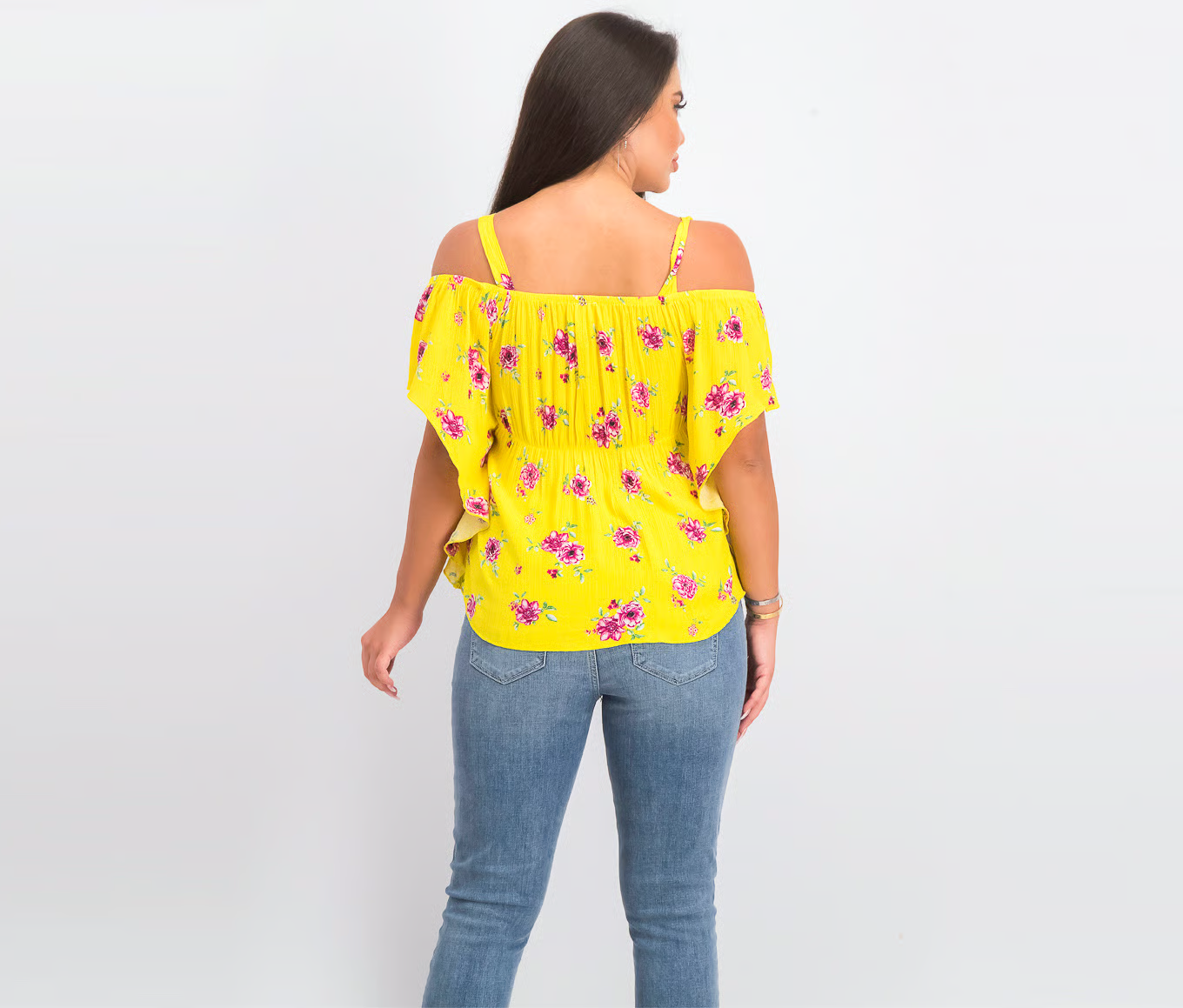 Women Juniors Floral Printed Smocked Blouse, Yellow Gold Brand: Slef Steam