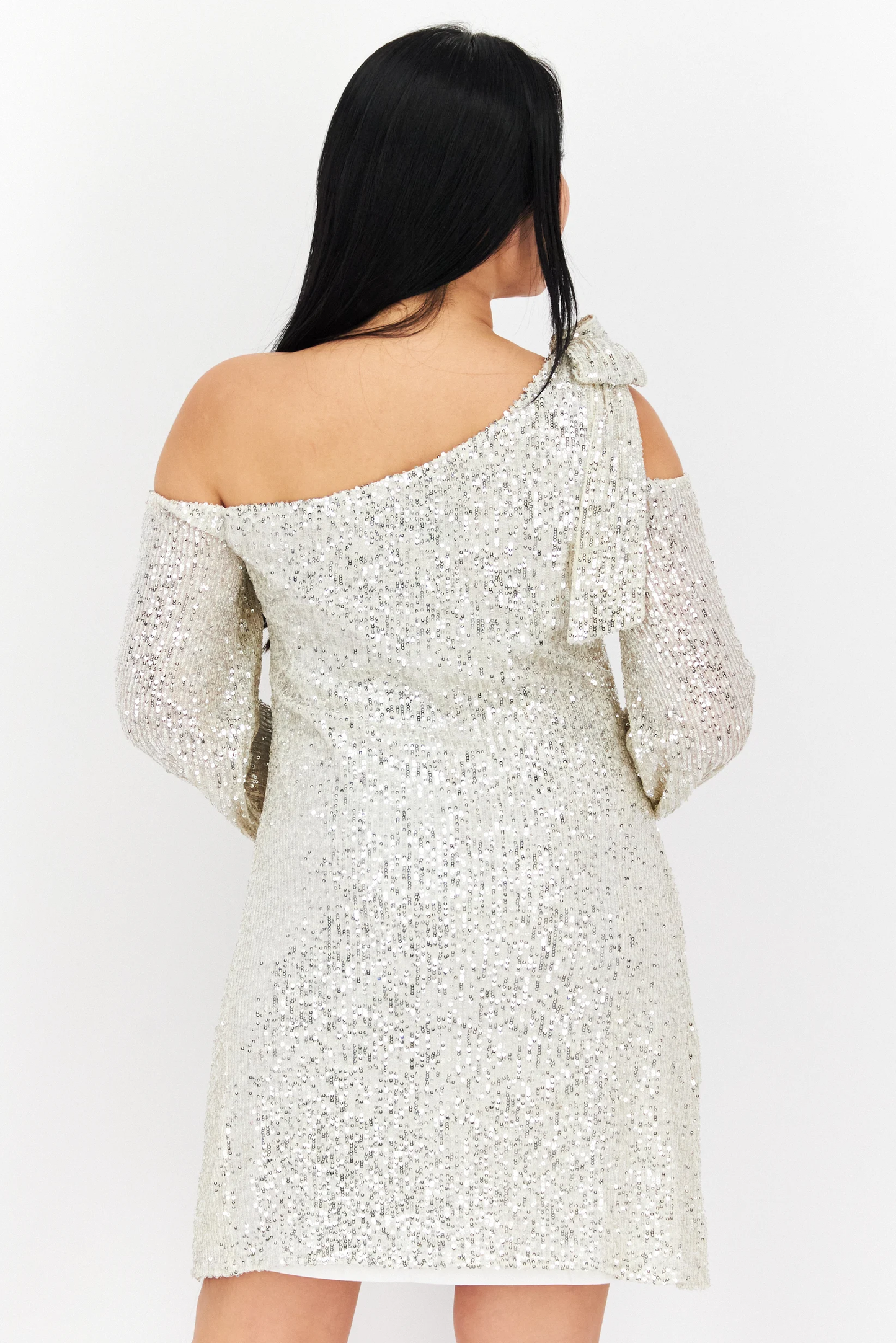 Women Metallic Mini Party Dress, Silver  Brand: CeCe