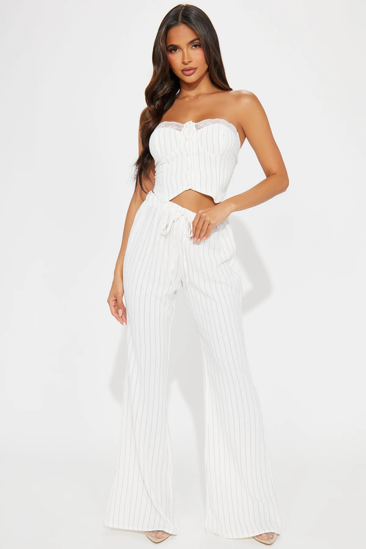Jada Pinstripe Pant Set - White/Black Brand: S.Nova