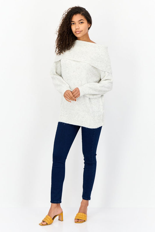 Women Fold Over knitted sweater