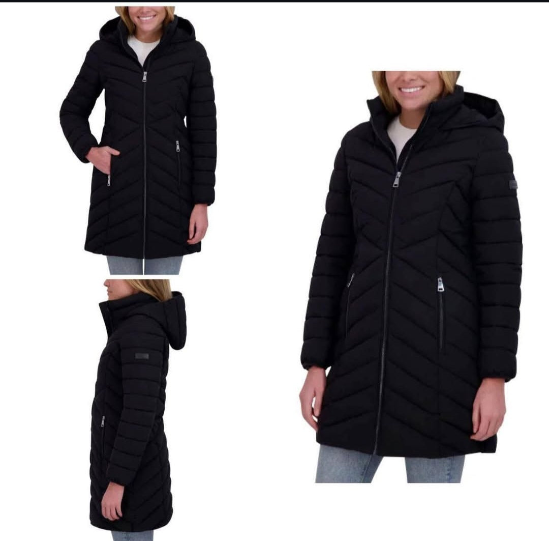 DKNY Women's Stretch Walker Long Puffer Coat