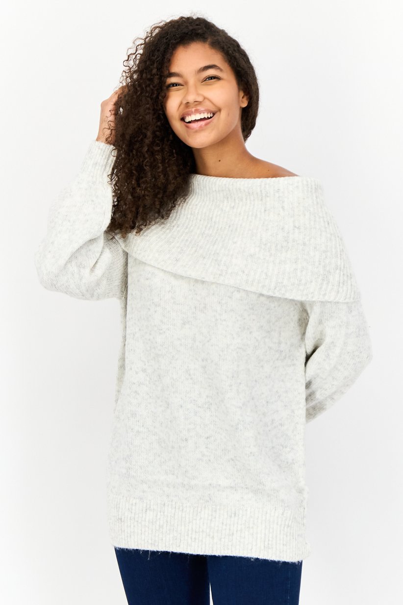 Women Fold Over knitted sweater
