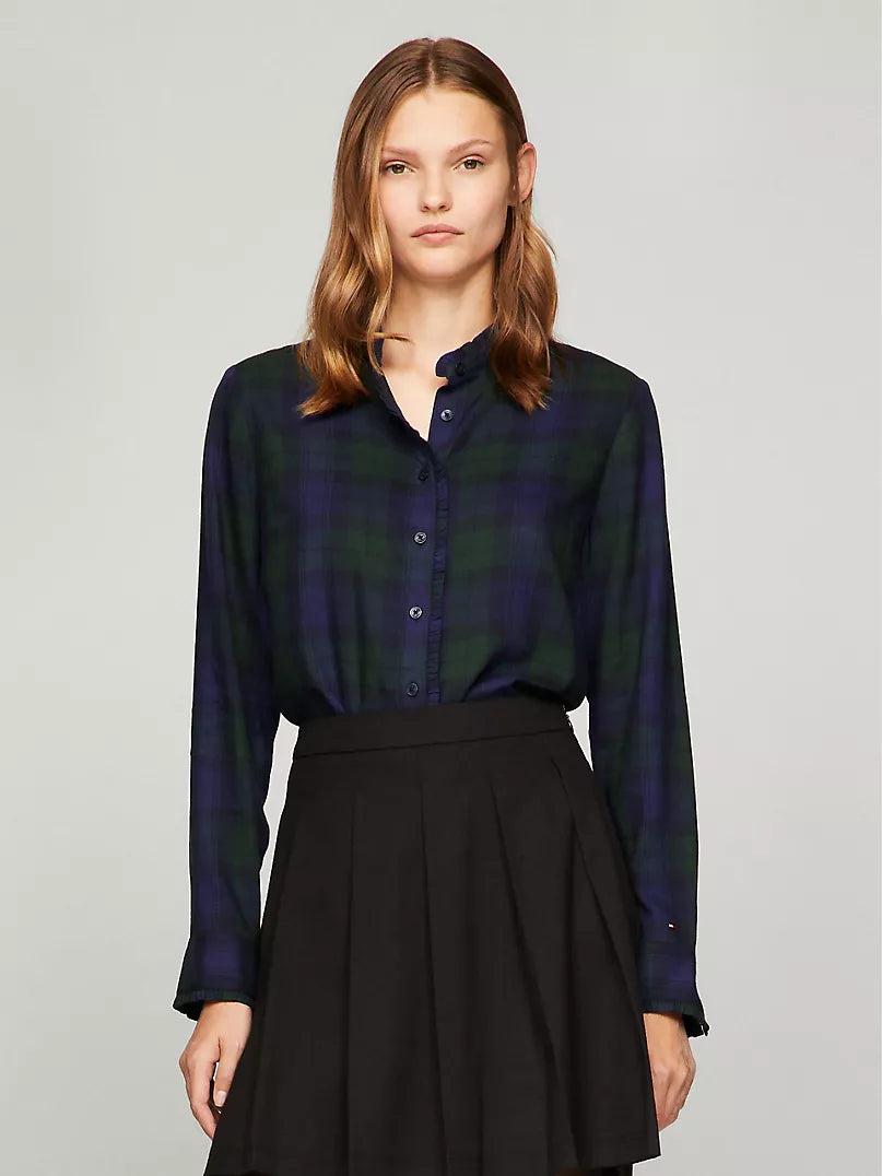 Tommy Hilfiger Plaid Ruffle Shirt